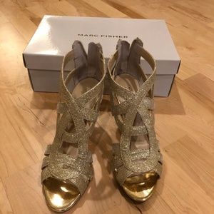 Marc Fisher Nala Gold Heels Size 7.5